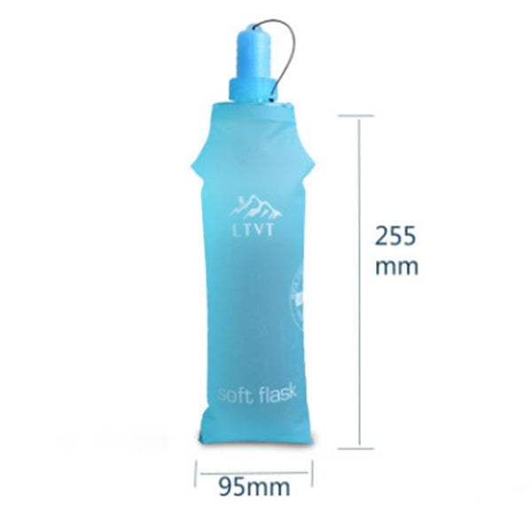 Flexible soft flask water bottle for running and cycling