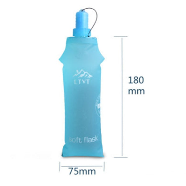 Flexible soft flask water bottle for running and cycling