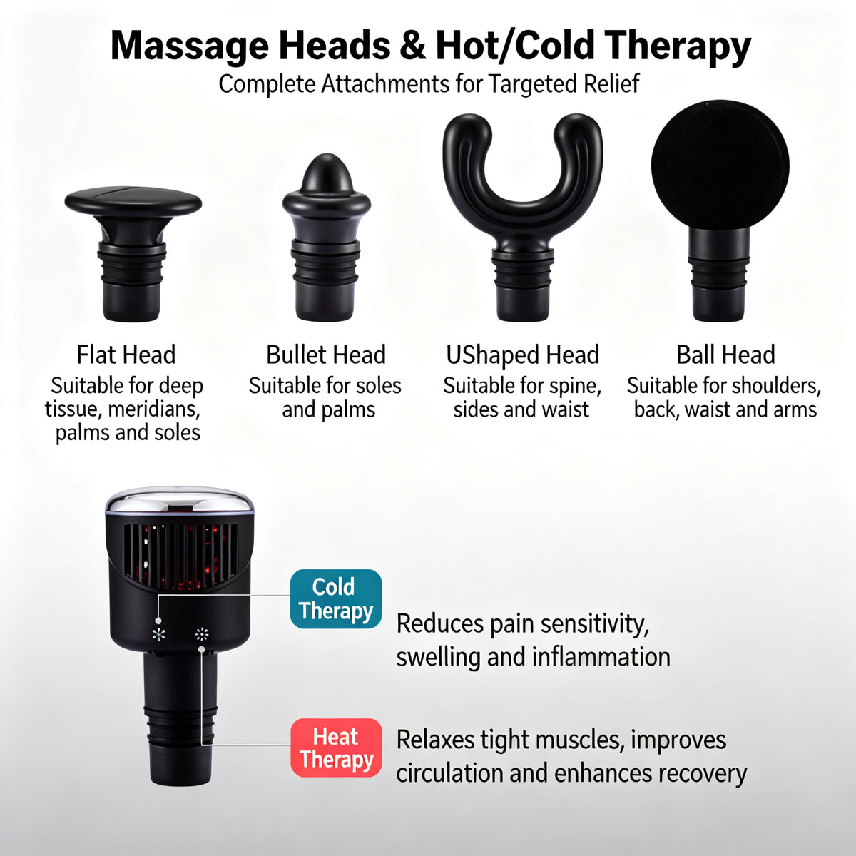 Hot and cold percussion massage gun for muscle recovery