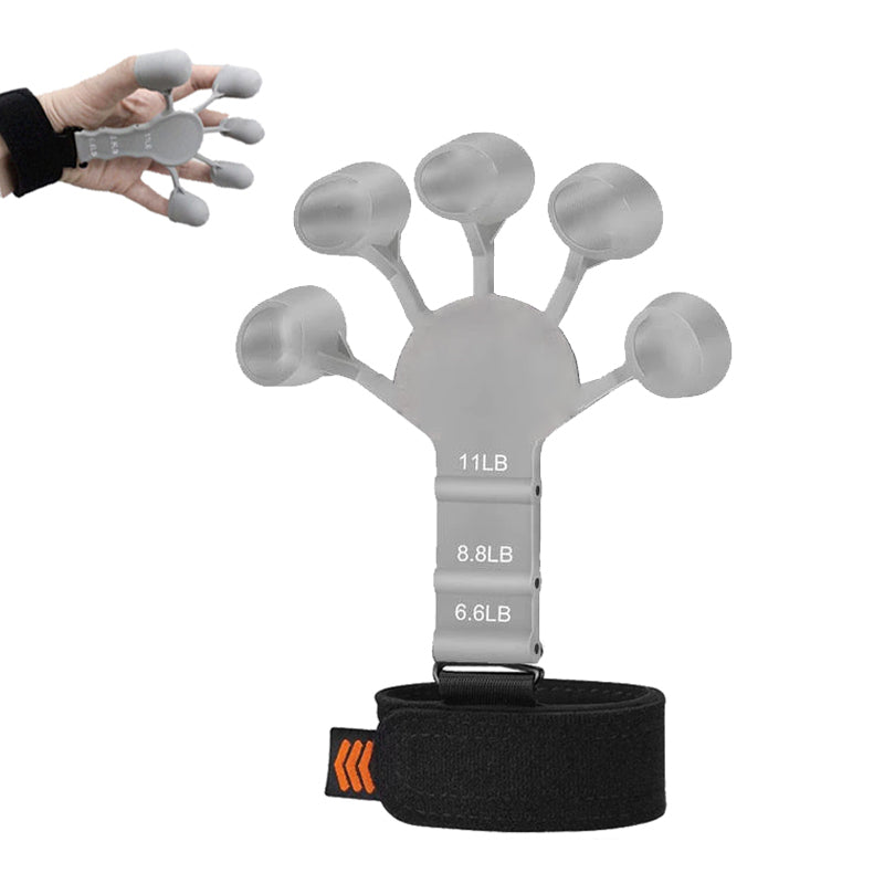 Finger stretch trainer with individual finger loops for flexibility exercises
