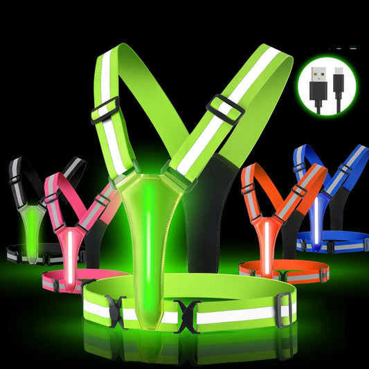 LED reflective running vest for low-light visibility