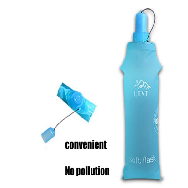 Flexible soft flask water bottle for running and cycling
