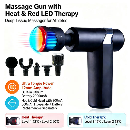 Hot and cold percussion massage gun for muscle recovery