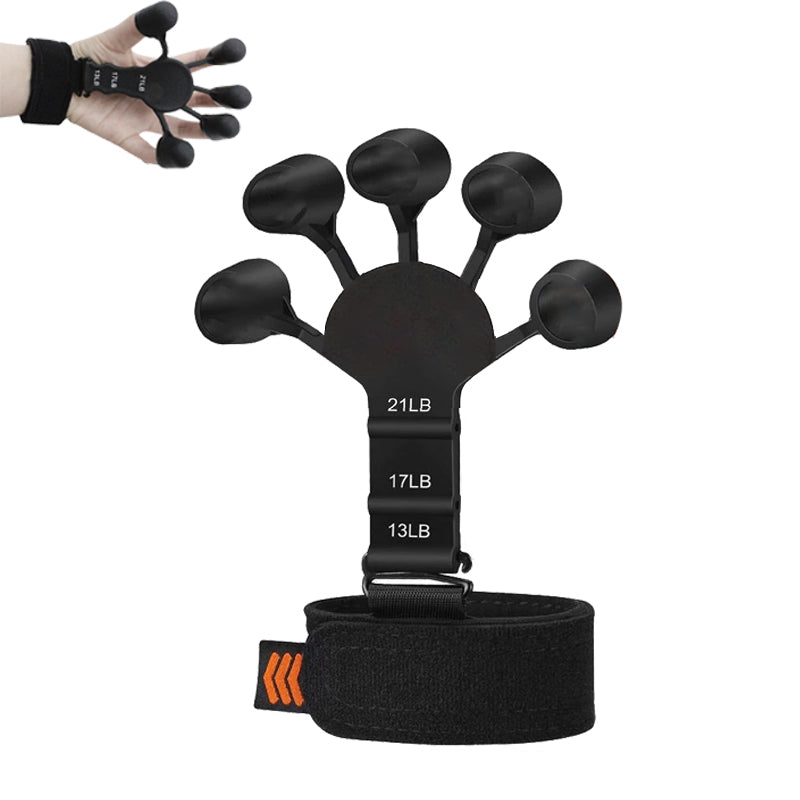 Finger stretch trainer with individual finger pockets for flexibility exercises